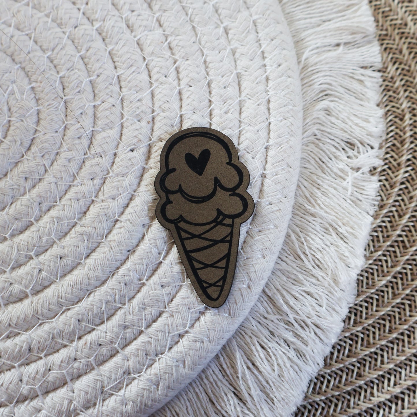 Eistüte - Kunstleder Patch zum Aufbügeln
