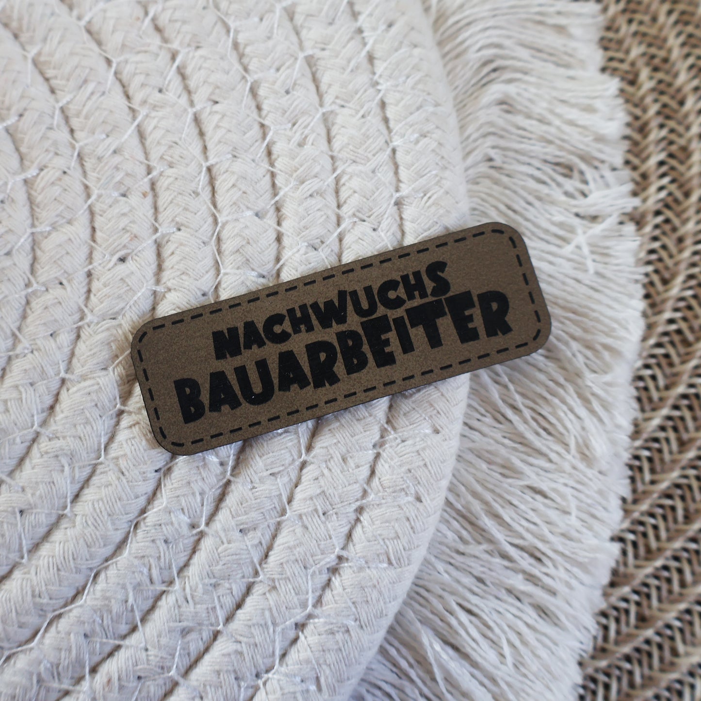 Nachwuchs Bauarbeiter - Kunstleder Patch zum Aufbügeln