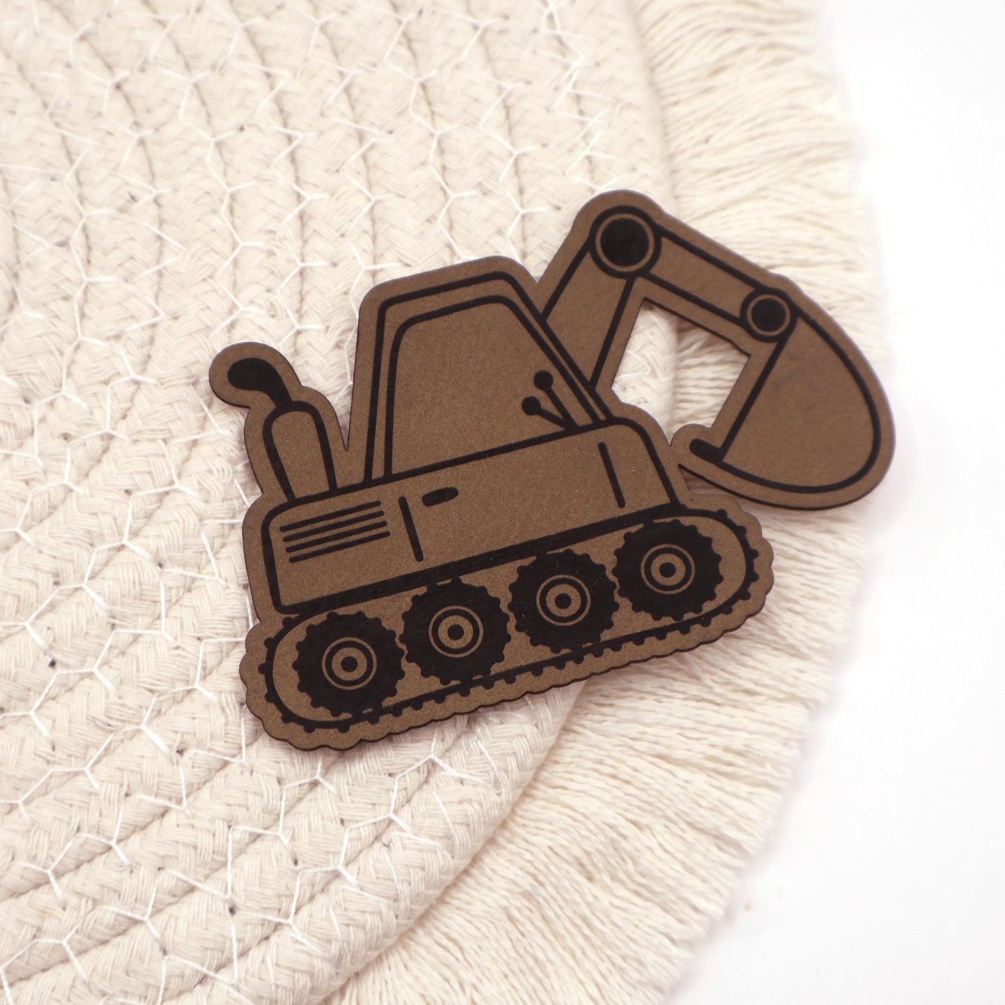 Bagger - Kunstleder Patch zum Aufbügeln
