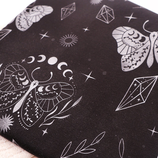 Baumwolljersey CELESTIAL BUTTERFLY Silber