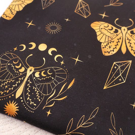 Baumwolljersey CELESTIAL BUTTERFLY Gold