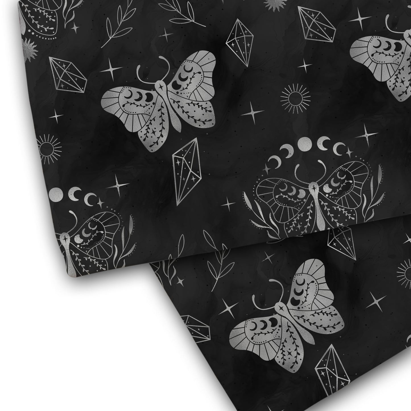 VORBESTELLUNG Baumwolljersey CELESTIAL BUTTERFLY Silber