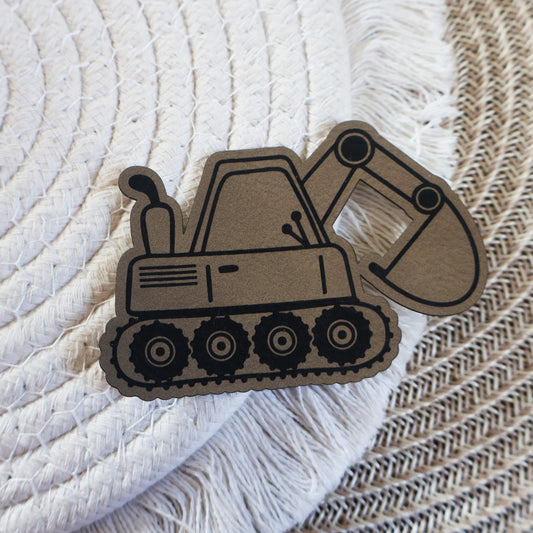 Bagger - Kunstleder Patch zum Aufbügeln