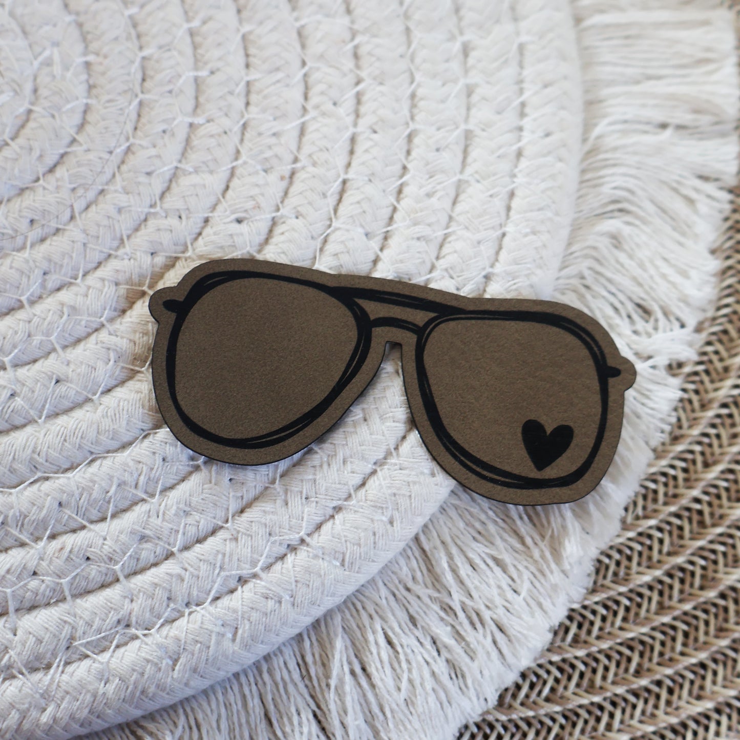 Herzbrille - Kunstleder Patch zum Aufbügeln