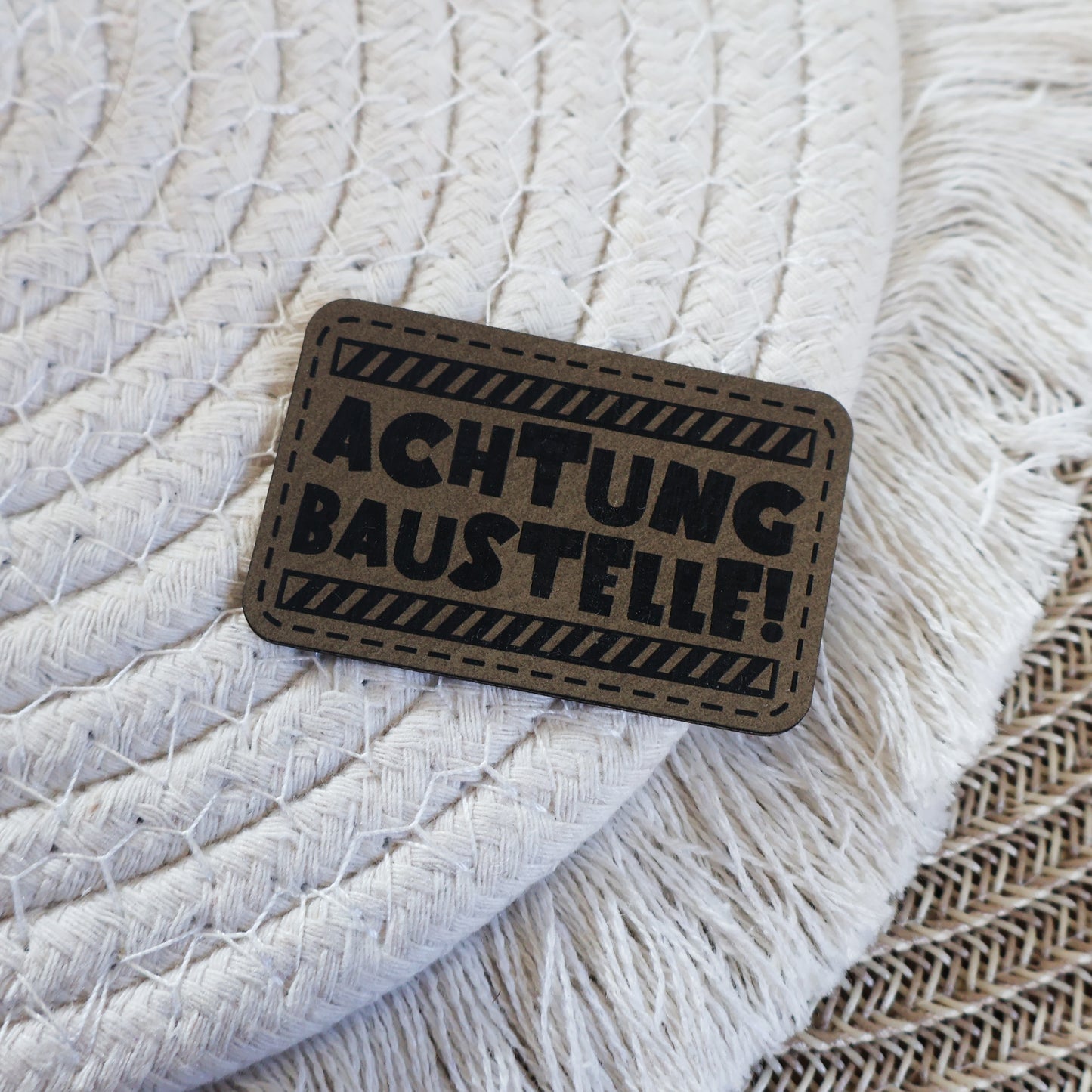 Achtung Baustelle! - Kunstleder Patch zum Aufbügeln