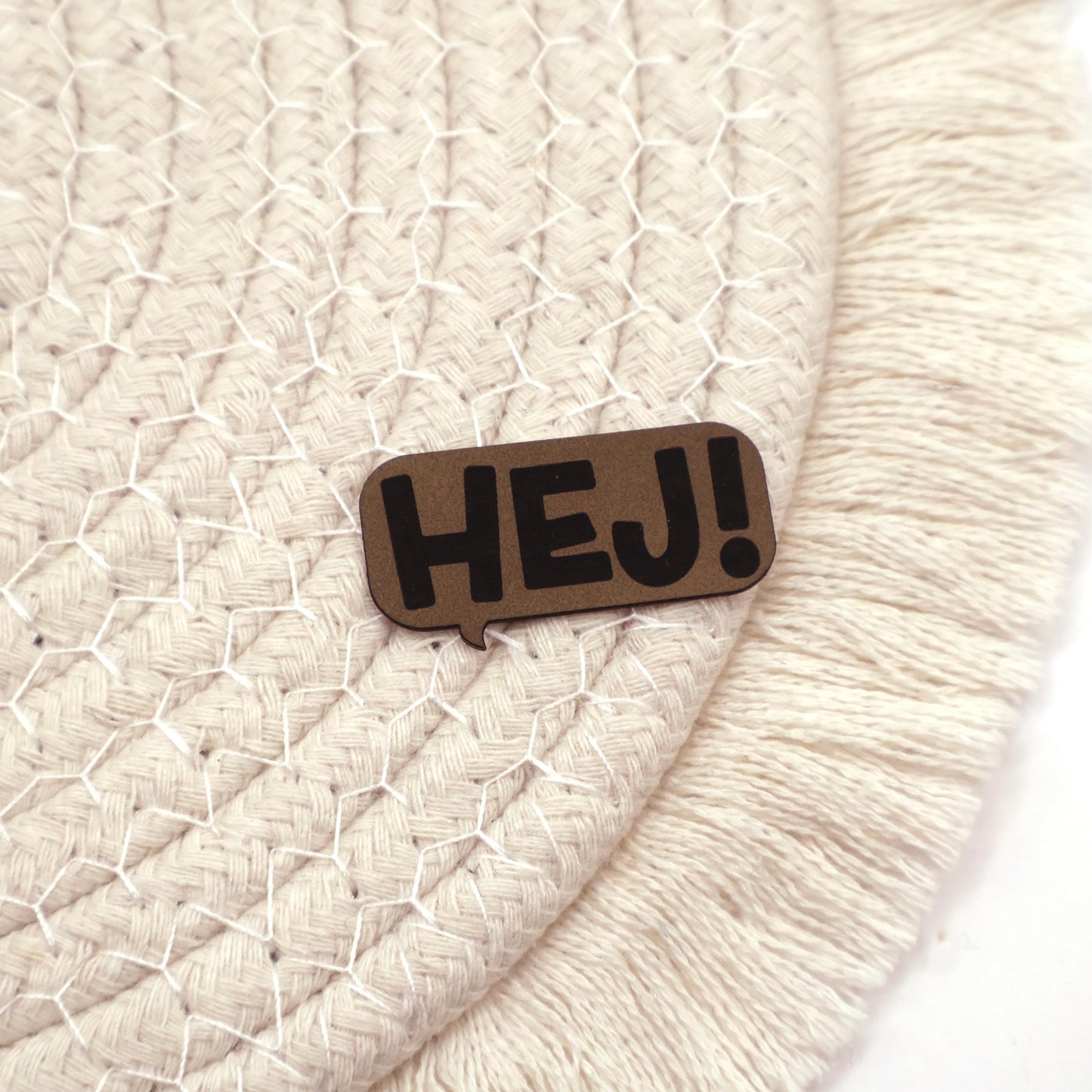 Hej! - Kunstleder Patch zum Aufbügeln