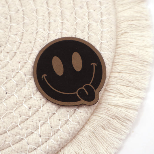 Zunge raus - Kunstleder Patch zum Aufbügeln
