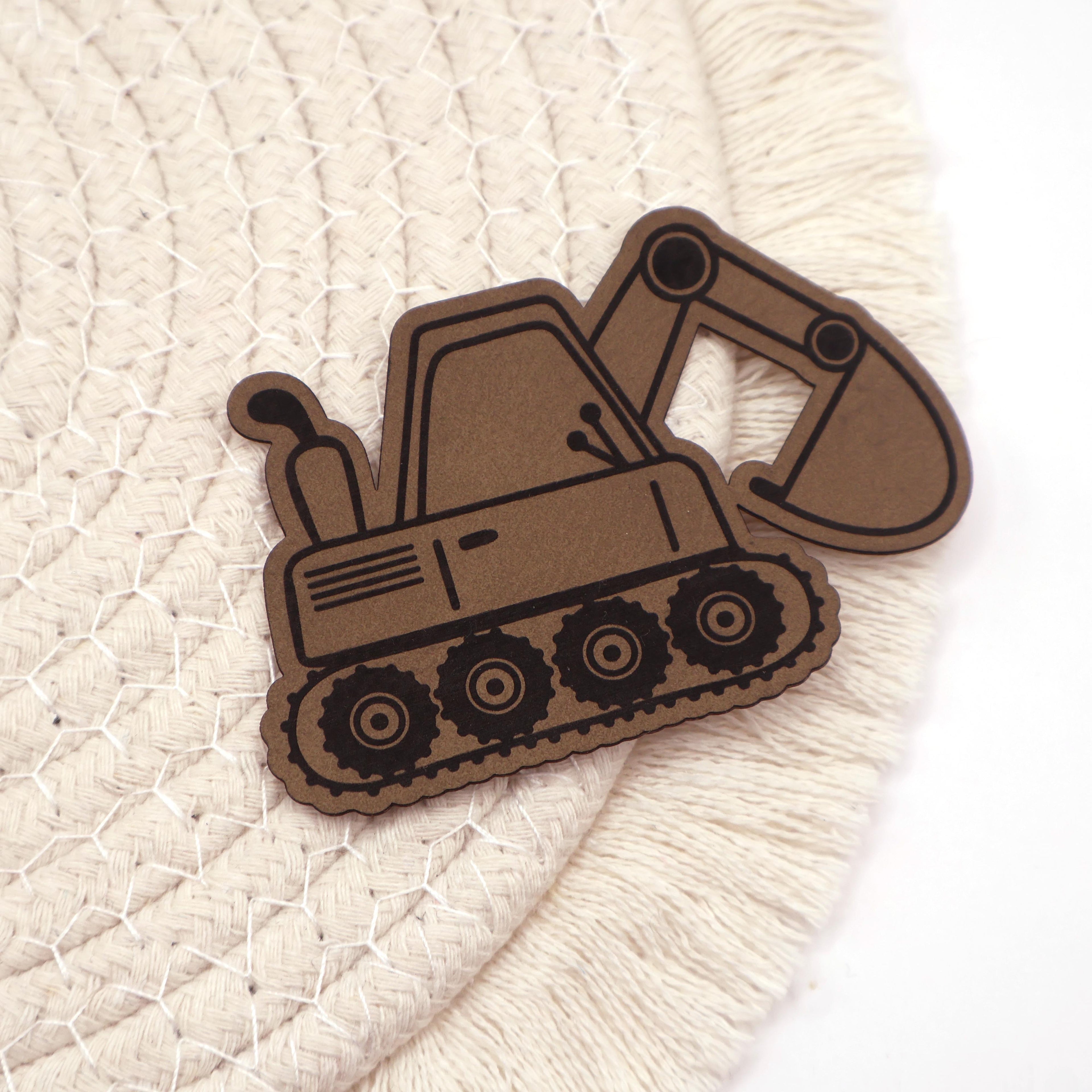 Bagger - Kunstleder Patch zum Aufbügeln
