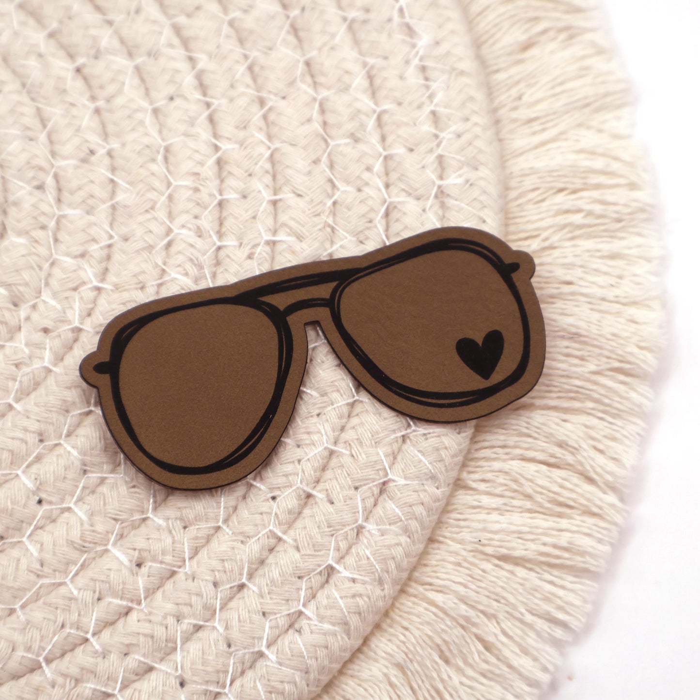 Herzbrille - Kunstleder Patch zum Aufbügeln