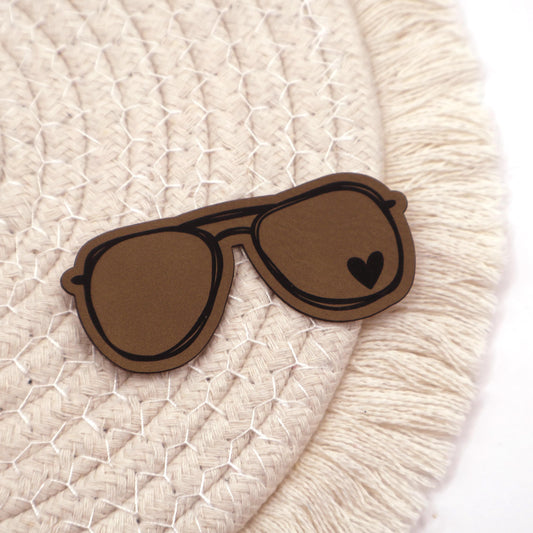 Herzbrille - Kunstleder Patch zum Aufbügeln