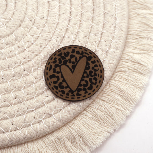 LeoLove Herz - Kunstleder Patch zum Aufbügeln