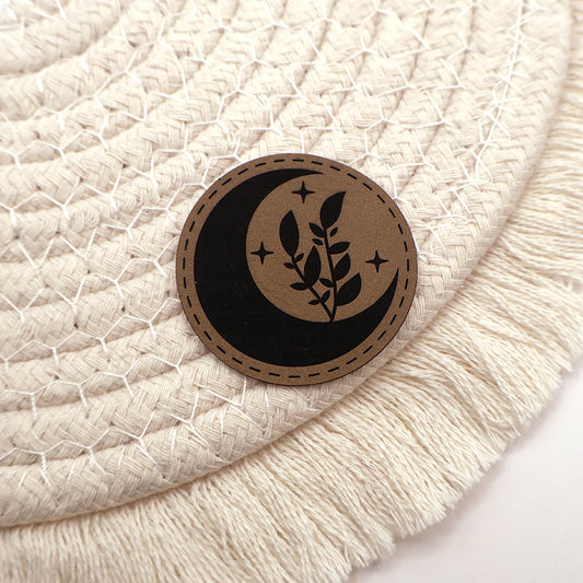Celestial Moon floral - Kunstleder Patch zum Aufbügeln