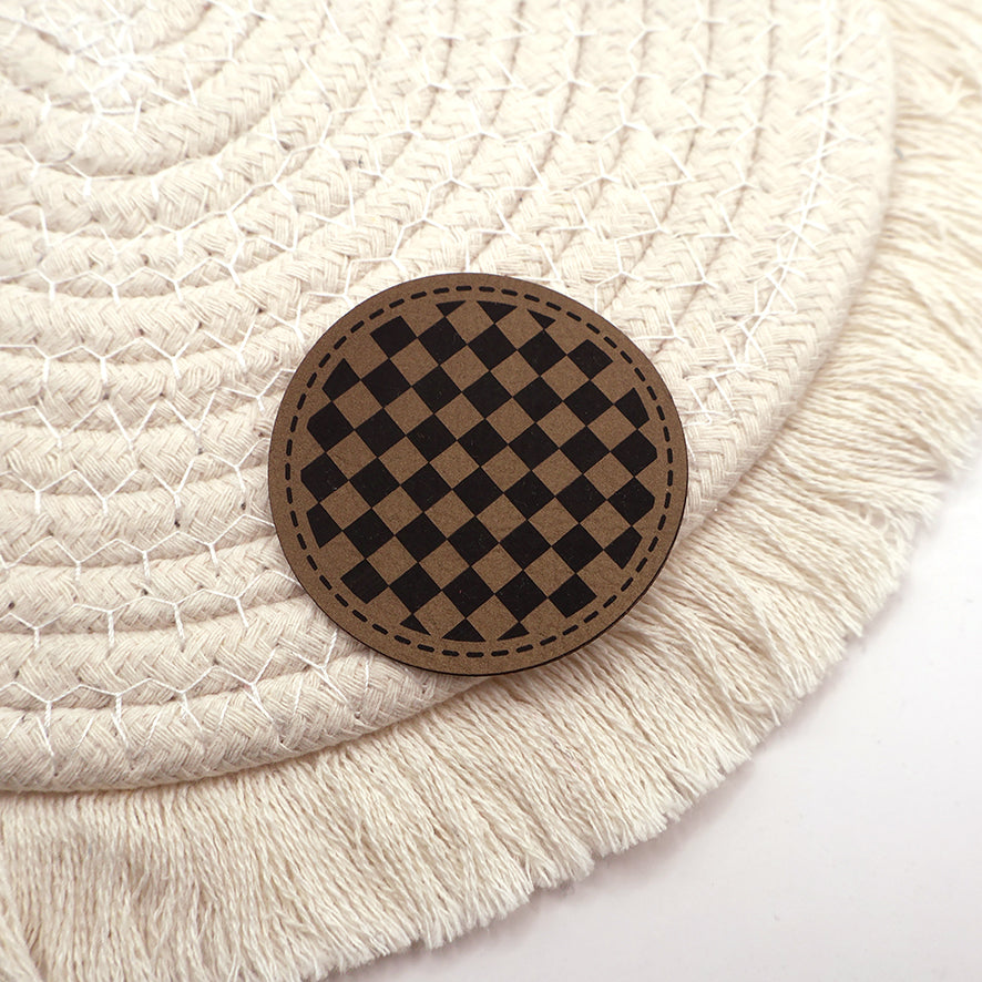 Round Checkers - Kunstleder Patch zum Aufbügeln