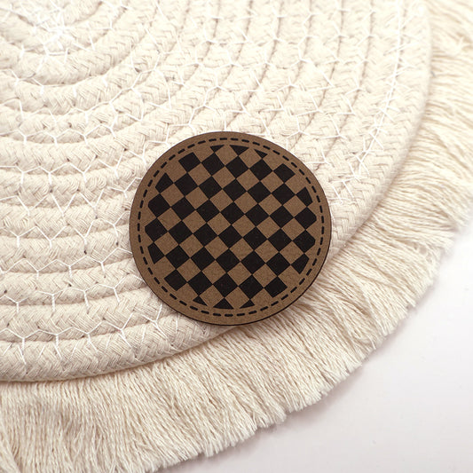 Round Checkers - Kunstleder Patch zum Aufbügeln