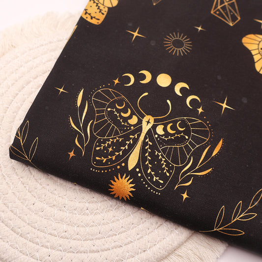Baumwolljersey CELESTIAL BUTTERFLY Gold