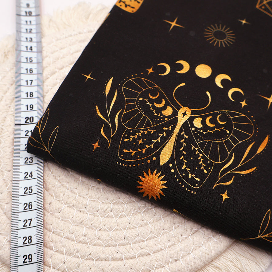 Baumwolljersey CELESTIAL BUTTERFLY Gold