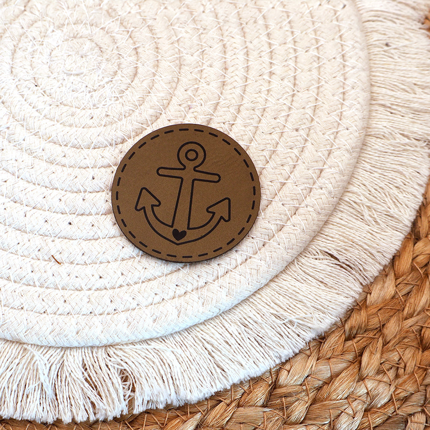 Anker Rund - Kunstleder Patch zum Aufbügeln
