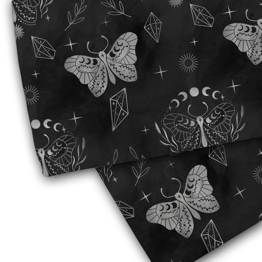 VORBESTELLUNG Baumwolljersey CELESTIAL BUTTERFLY Silber