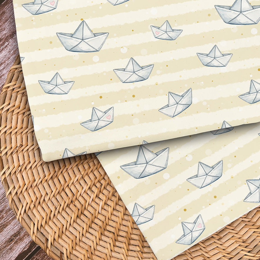 [VORBESTELLUNG bis 12.07.2026] Baumwolljersey Küstenkind Papierschiffe