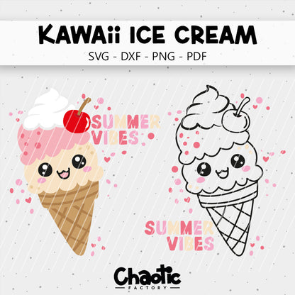 Plotterdatei Kawaii Ice Cream