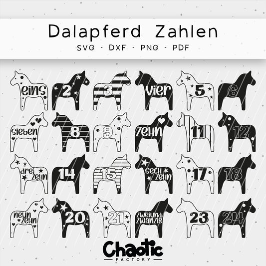 Plotterdatei Dalapferd Zahlen