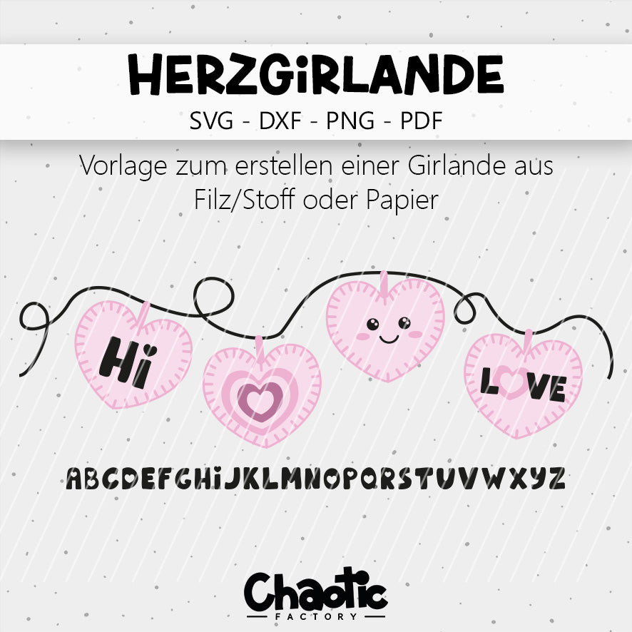 Plotterdatei & Schnittmuster Herzgirlande
