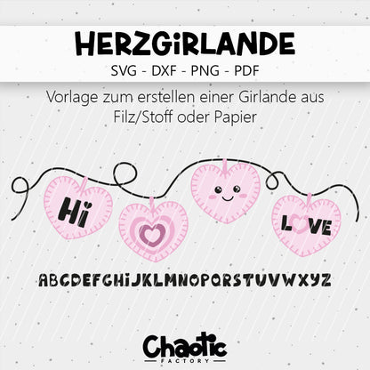 Plotterdatei & Schnittmuster Herzgirlande