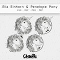 Plotterdatei Ella Einhorn & Penelope Pony