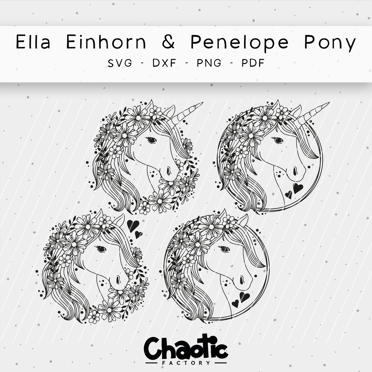 Plotterdatei Ella Einhorn & Penelope Pony