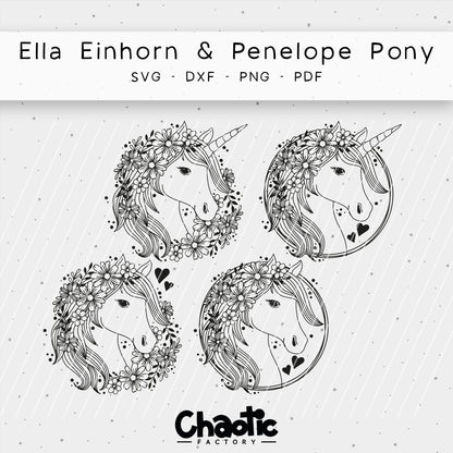 Plotterdatei Ella Einhorn & Penelope Pony
