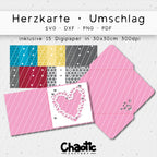 Plotterdatei Herzkarte + Umschlag