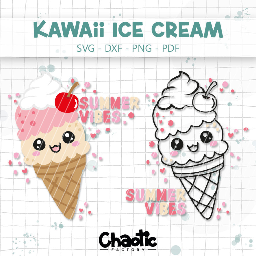 Plotterdatei Kawaii Ice Cream