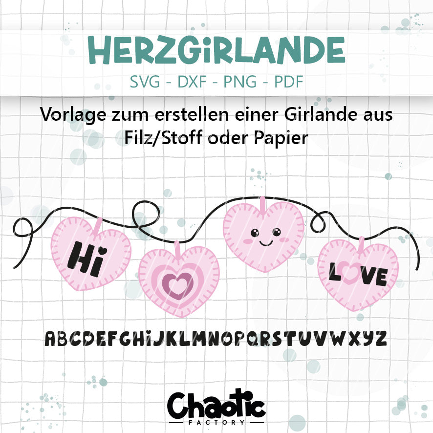 Plotterdatei & Schnittmuster Herzgirlande
